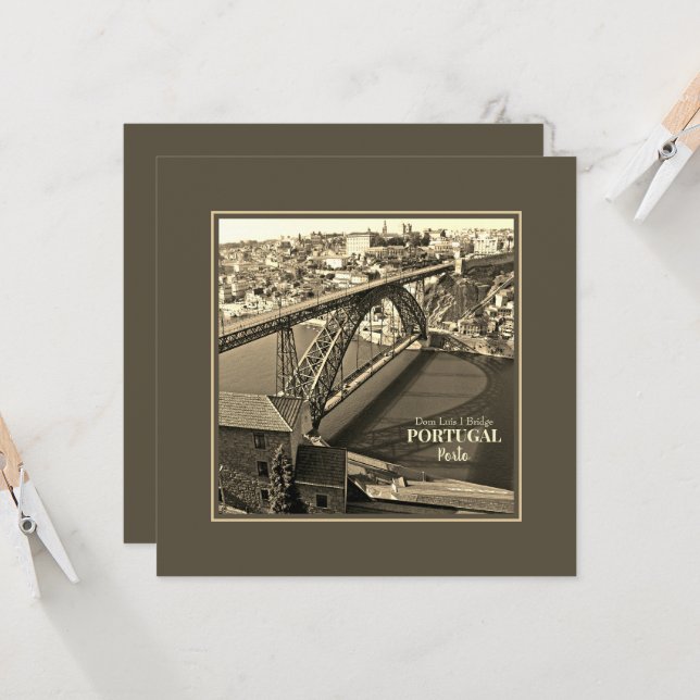 Porto bridge over Douro River, Portugal, sepia (Front/Back In Situ)