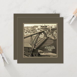 Porto bridge over Douro River, Portugal, sepia