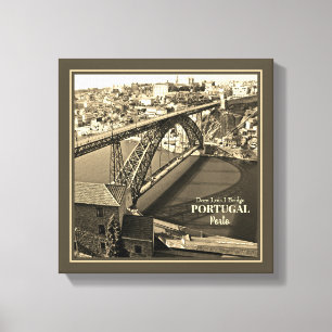 Porto bridge over Douro River, Portugal, sepia Canvas Print