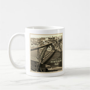 Porto bridge over Douro River, Portugal, sepia Coffee Mug