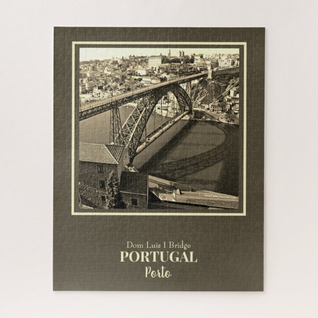Porto bridge over Douro River, Portugal, sepia Jigsaw Puzzle (Vertical)