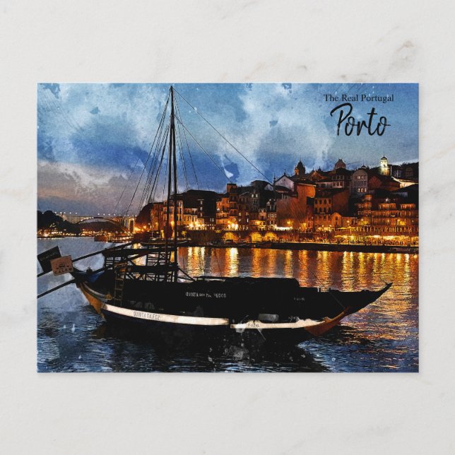 Porto by night postcard (Front)