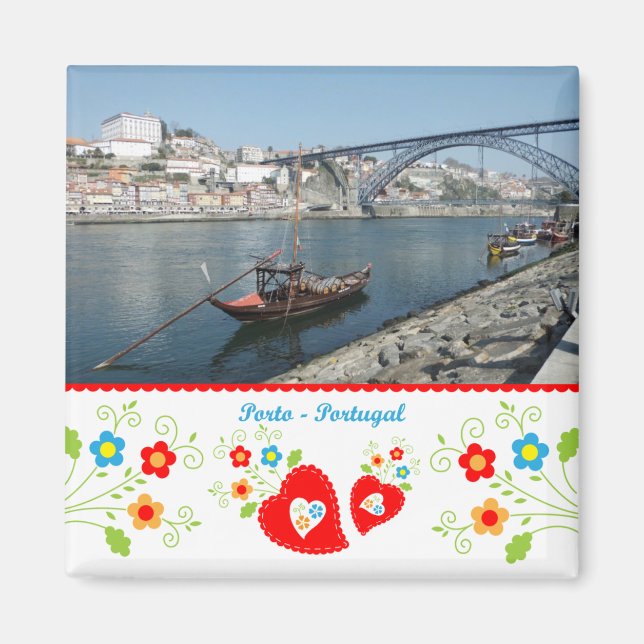 Porto city by the river Douro and iron bridge Magnet (Front)