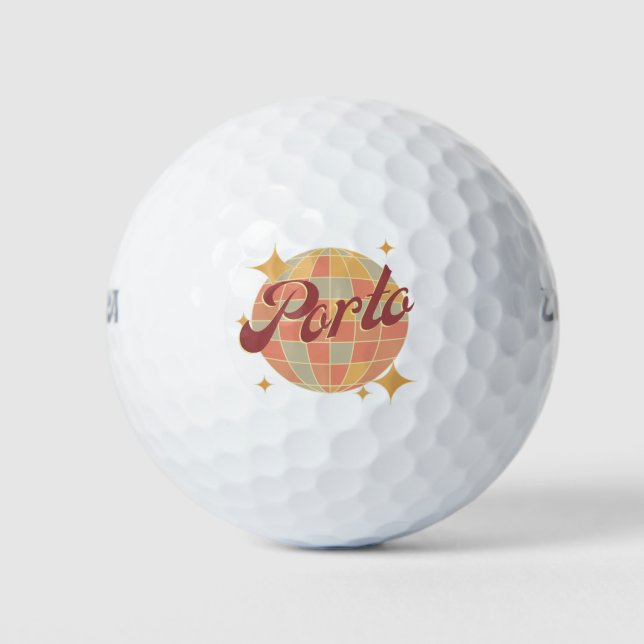Porto City Portugal Retro Vintage Golfing court Golf Balls (Front)