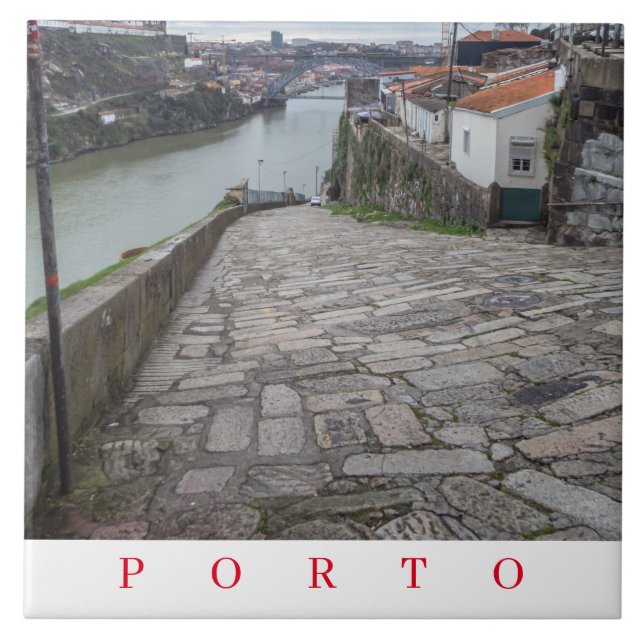 Porto Douro River view ceramic tile (Front)