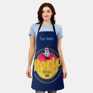 Porto in Portugal Ship Retro Sunset Vintage Apron