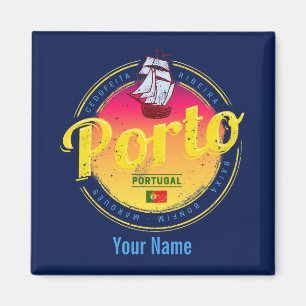 Porto in Portugal Ship Retro Sunset Vintage Magnet