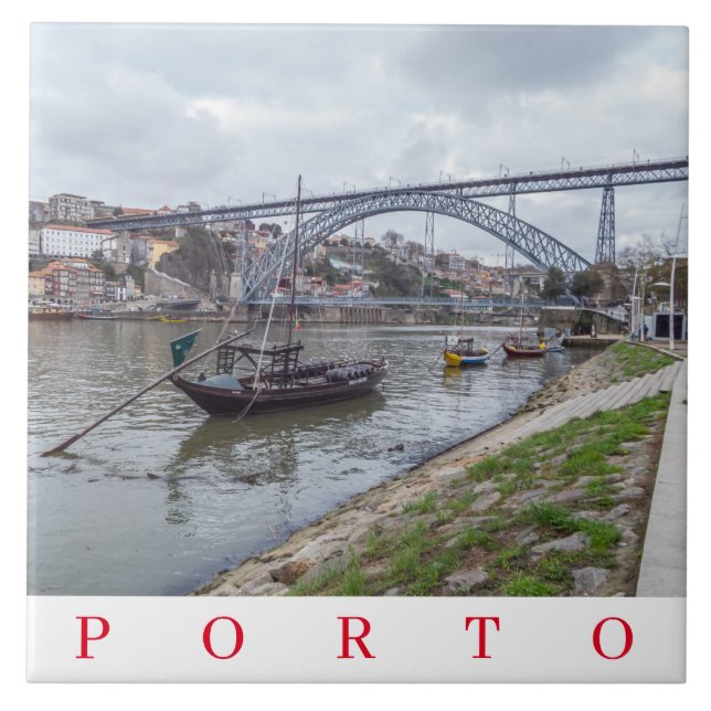 Porto Luis I Bridge view ceramic tile (Front)