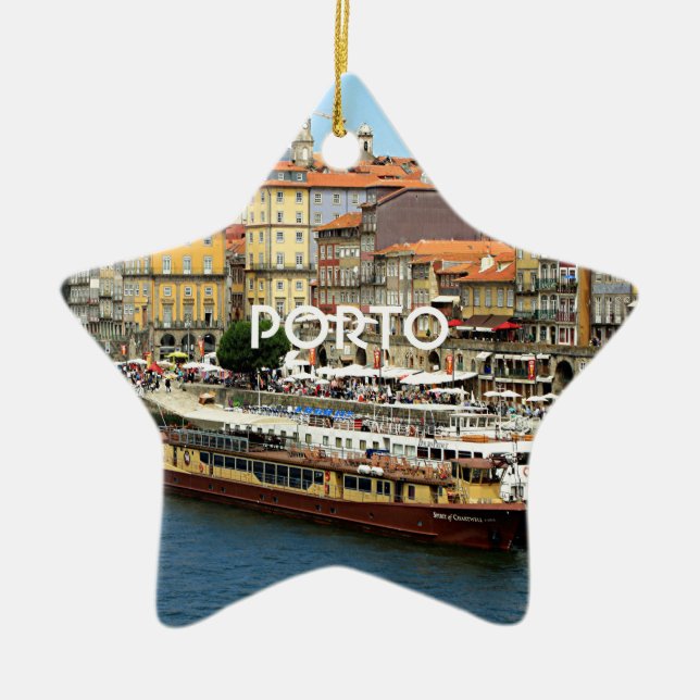Porto, Portugal Ceramic Tree Decoration (Front)