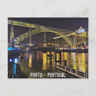 Porto - Portugal. Night Scene Near Douro River Postcard