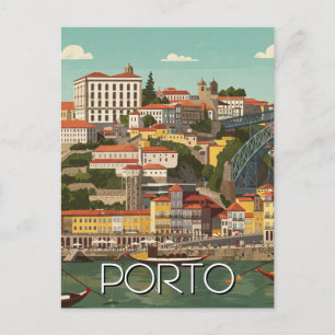 Porto Portugal Travel Abstract Vintage Postcard
