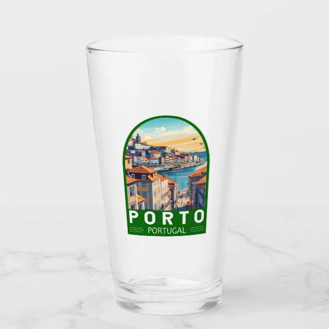 Porto Portugal Travel Art Emblem Glass (Front)