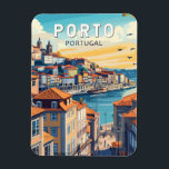Porto Portugal Travel Art Vintage Magnet<br><div class="desc">Porto retro vector travel design. Porto is a coastal city in northwest Portugal known for its stately bridges and port wine production.</div>