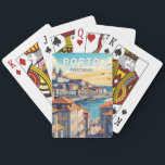 Porto Portugal Travel Art Vintage Playing Cards<br><div class="desc">Porto retro vector travel design. Porto is a coastal city in northwest Portugal known for its stately bridges and port wine production.</div>