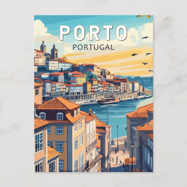 Porto Portugal Travel Art Vintage Postcard (Front)