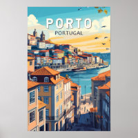 Porto Portugal Travel Art Vintage