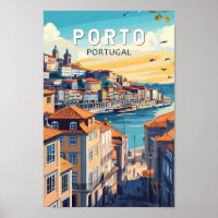 Porto Portugal Travel Art Vintage