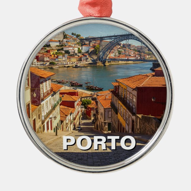 Porto Portugal Travel Metal Tree Decoration (Front)