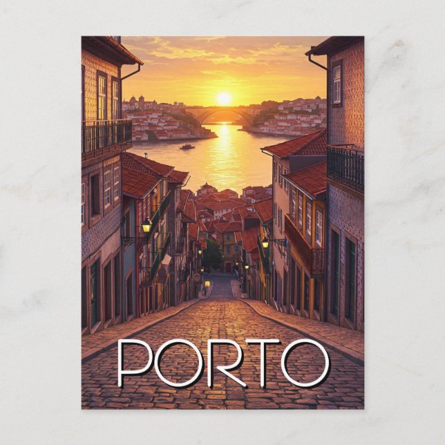 Porto Portugal Travel Sunset Postcard (Front)