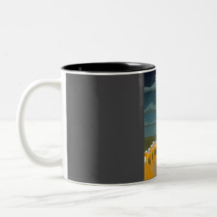 Porto Portugal Vintage Minimal Retro Travel Poster Two-Tone Coffee Mug