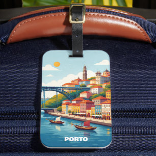 Porto Portugal Vintage Travel Art Luggage Tag