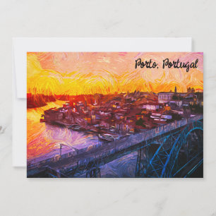 Porto Portugal Watercolor Panoramic View  Card
