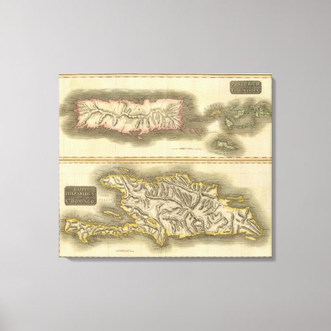 Porto Rico, Virgin Isles, Hispaniola Canvas Print (Front)