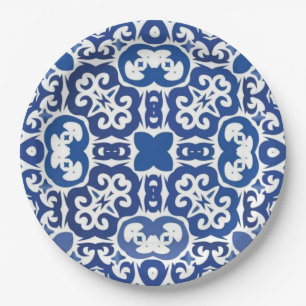 Porto Royale Classic Blue Baroque Paper Plate