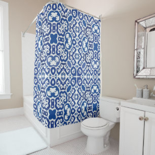 Porto Royale Classic Blue Baroque Shower Curtain