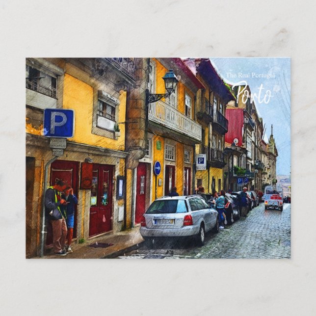 Porto Streets Portugal Postcard (Front)