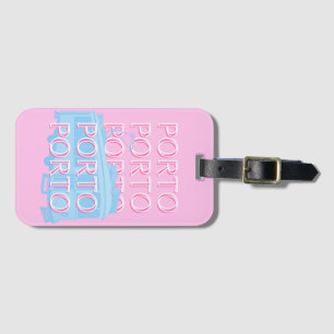 Porto Travel Art, Portugal Art, Pink, Preppy Art Luggage Tag