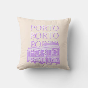 Porto Travel Art, Portugal, Pastel, Minimalist Cushion