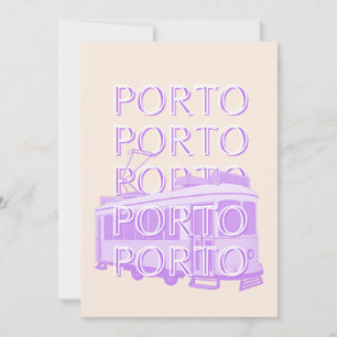 Porto Travel Art, Portugal, Pastel, Minimalist Holiday Card
