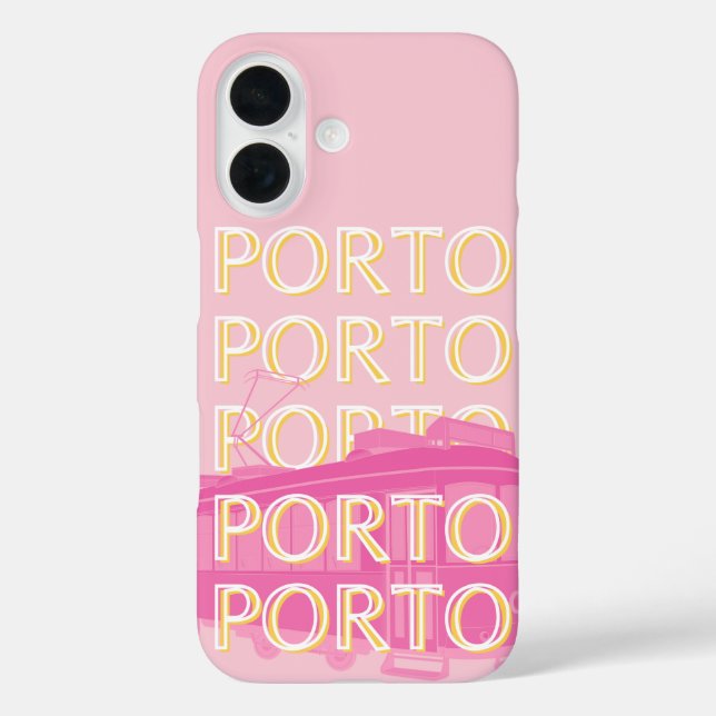 Porto Travel Art, Portugal, Pink, Preppy Case-Mate iPhone Case (Back)