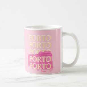 Porto Travel Art, Portugal, Pink, Preppy Coffee Mug