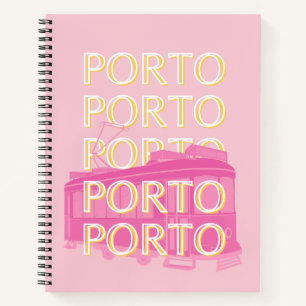 Porto Travel Art, Portugal, Pink, Preppy Notebook