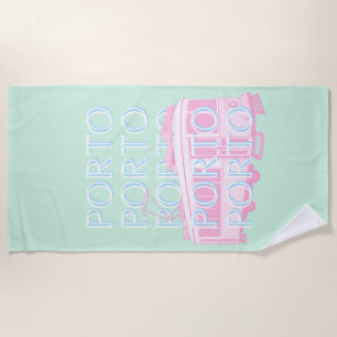 Porto Travel Art, Portugal Travel Art, Pastel Beach Towel