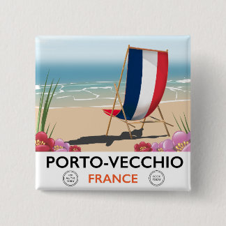 Porto-Vecchio, France beach travel poster 15 Cm Square Badge