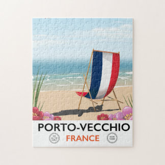 Porto-Vecchio, France beach travel poster Jigsaw Puzzle