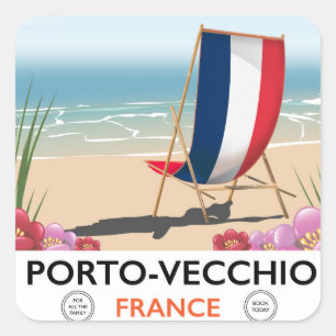 Porto-Vecchio, France beach travel poster Square Sticker