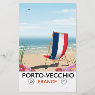 Porto-Vecchio, France beach travel poster Stationery