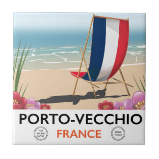 Porto-Vecchio, France beach travel poster Tile