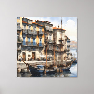 Porto watercolor canvas print