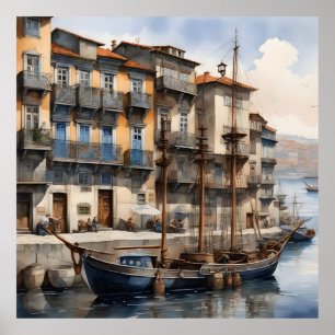 Porto watercolor poster