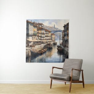 Porto watercolor tapestry