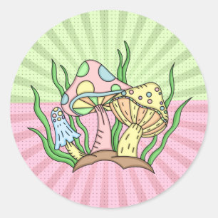 Portobello Mushroom Cute Pastel Classic Round Sticker