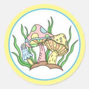 Portobello Mushroom Cute Pastel   Classic Round Sticker