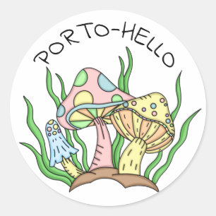 Portobello Mushroom Pun Cute Pastel Classic Round Sticker