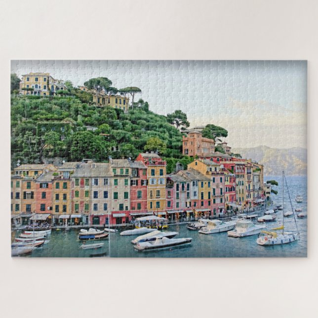 Portofino Harbor - Summer in Italy - 20x30 inch Jigsaw Puzzle (Horizontal)
