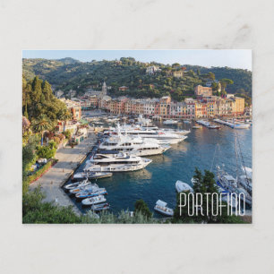 Portofino Italy beautiful yachts in harbour Postcard